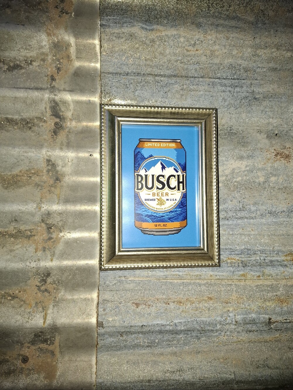 8 Bit Busch Beer Framed Mini Art Print By Neon Nicho